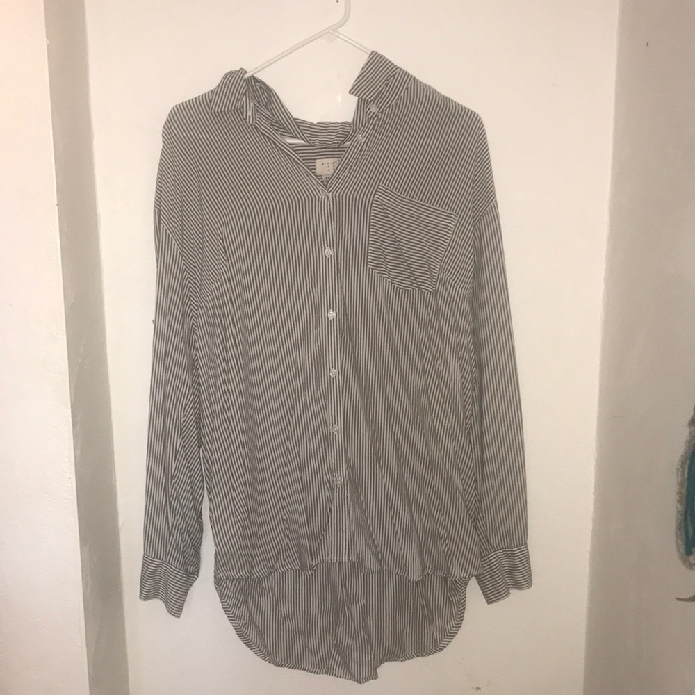 Striped long sleeve blouse